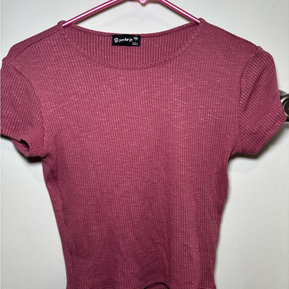 Pink Ribbed Women's Top